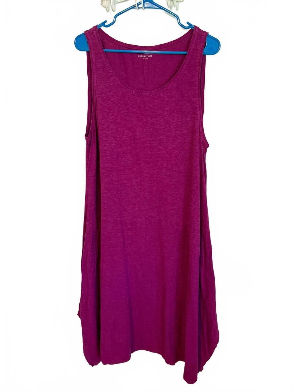 Eileen Fisher Women's Sleeveless Hemp Organic Cotton Dress Large Purple